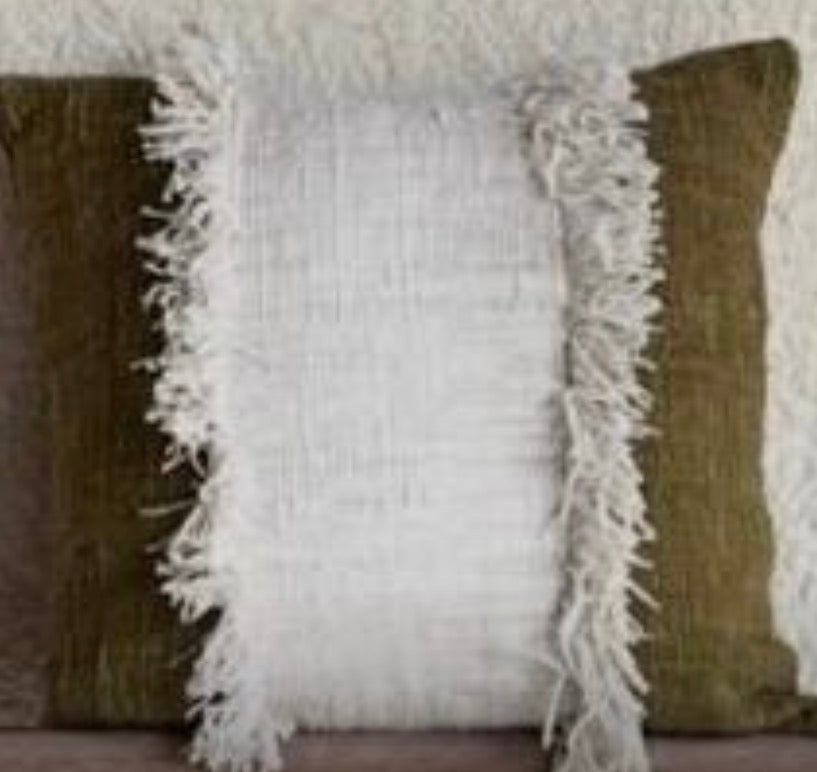 Cotton Rustic Open Weave Cushion Olive Cover combination colours 40x40cm plain cotton back (Copy)