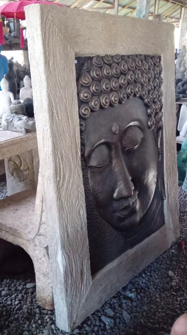 Buddha Face Wall Panel with surround GRC 140cm htx110cm widthx8cm side depth