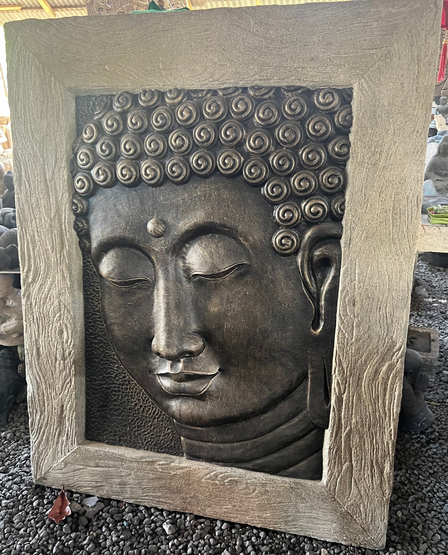 Buddha Face Wall Panel with surround GRC 140cm ht