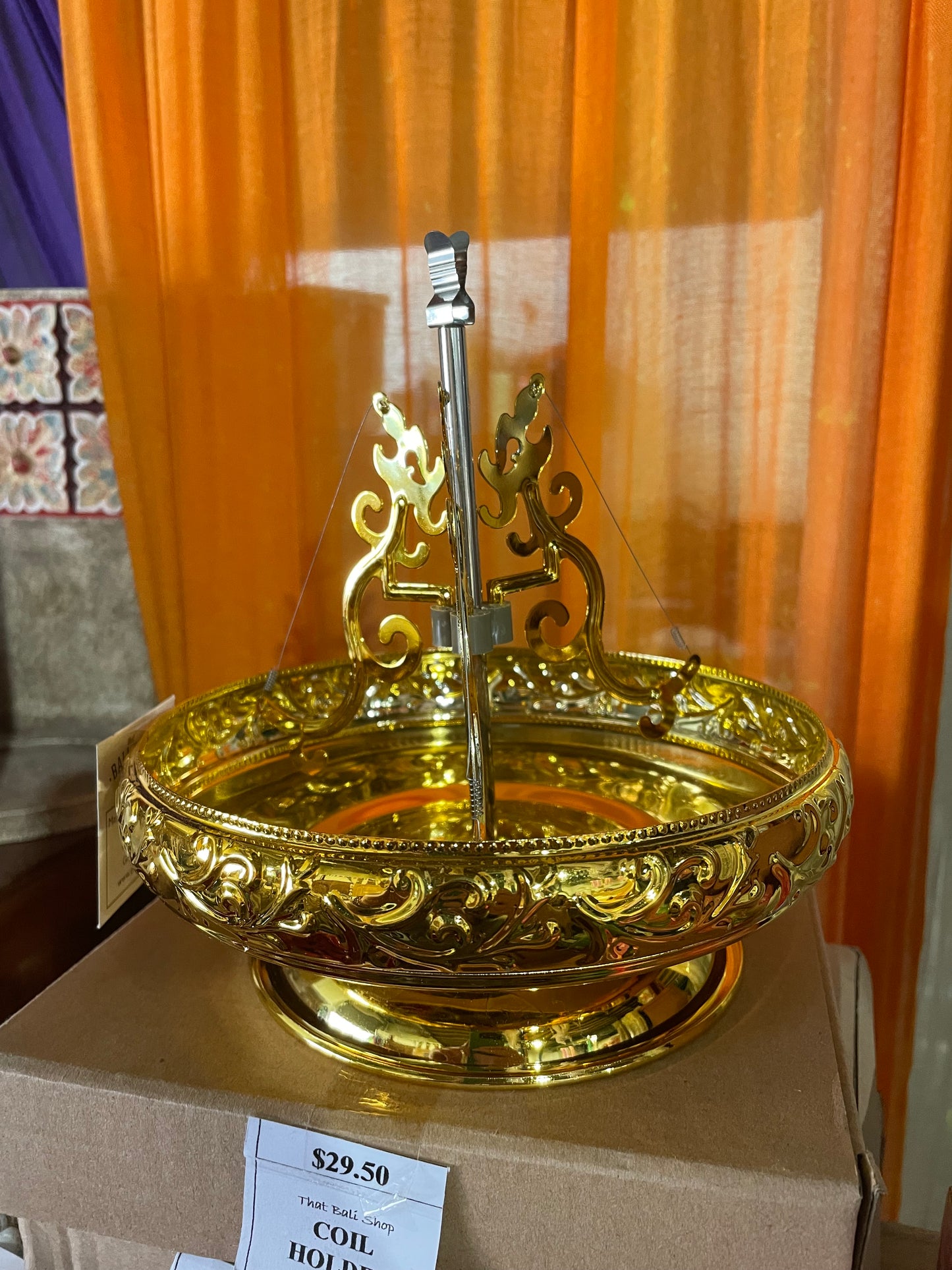 Metal Embossed Coil Incense Holder for hanging Incense