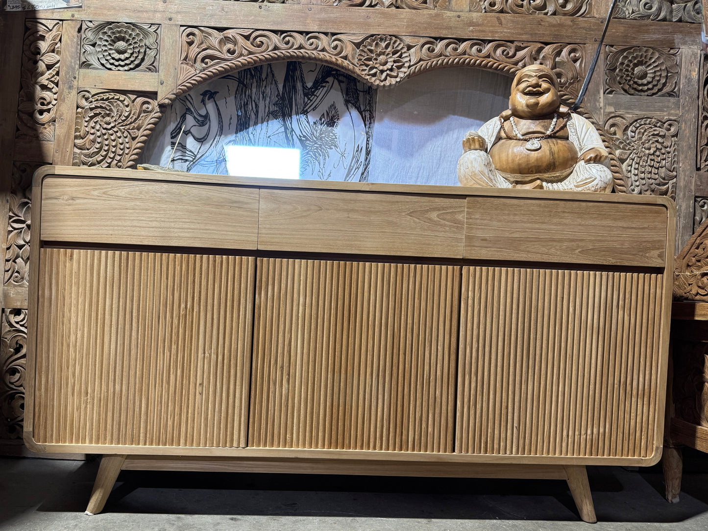 Raw Natural Teak Retro Style Cabinet