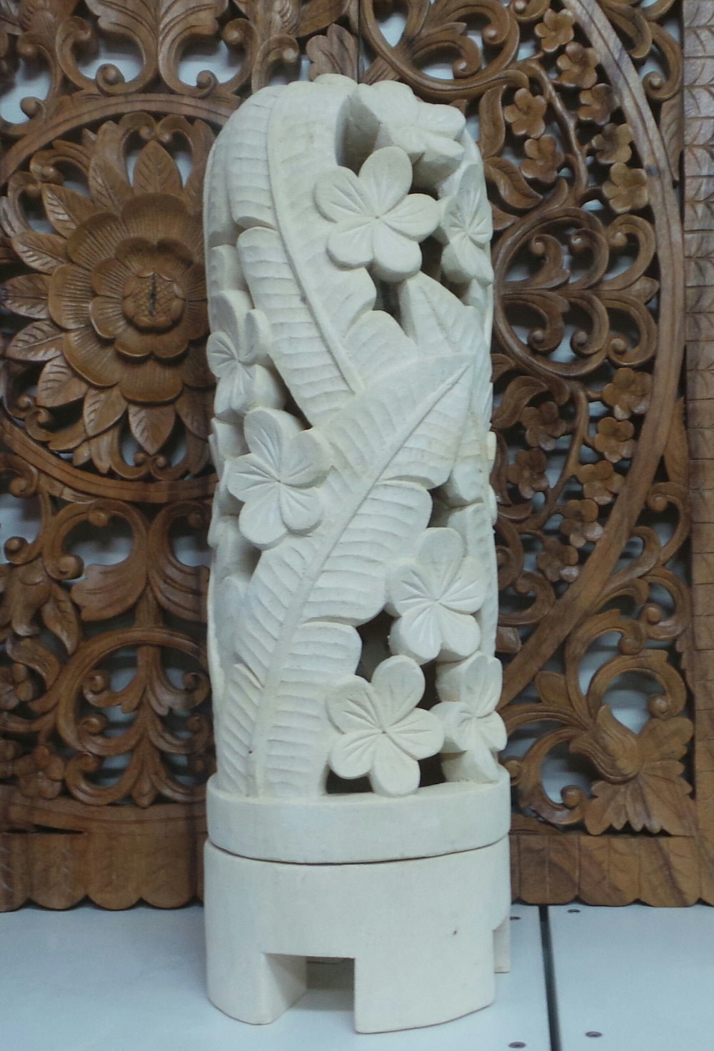 Limestone carved Dome shape Candle Holder 60cm incl base