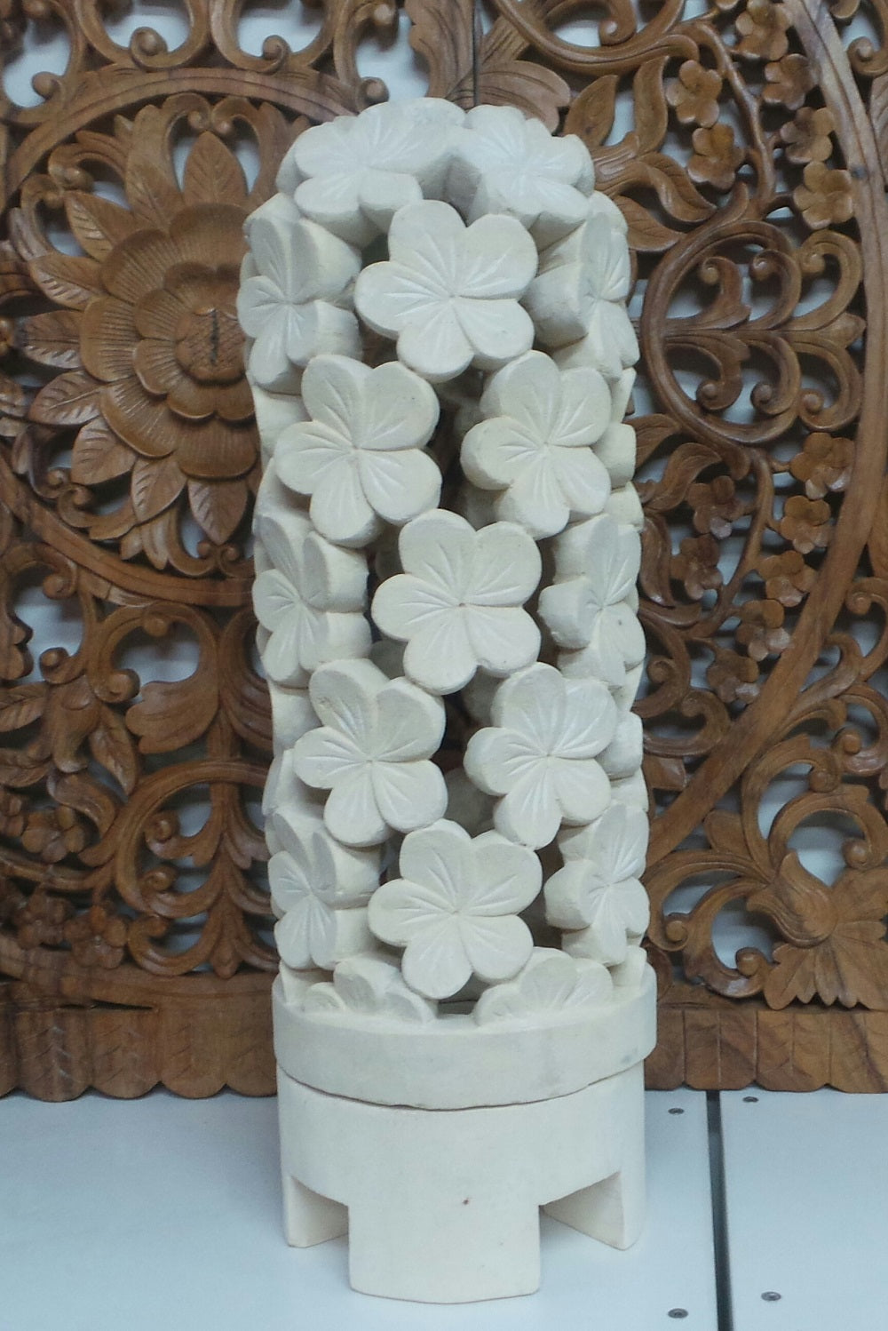 Limestone carved Dome shape Candle Holder 60cm incl base