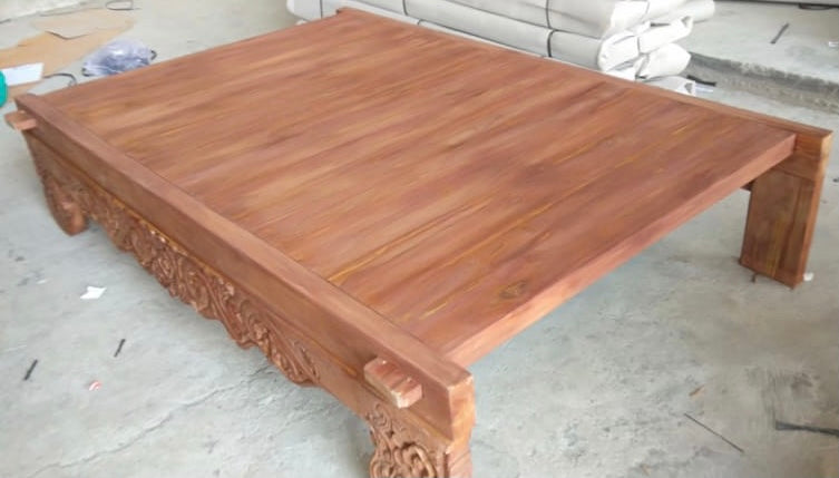 Toyo Kartini Handcarved Recycled Teak Bed base / Daybed Platform Double (natural)