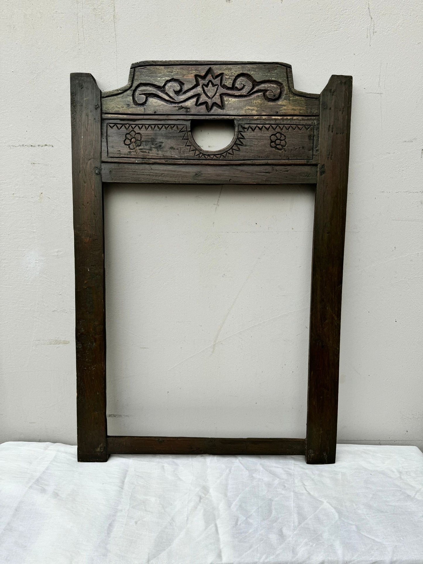 original vintage teak hand carved frame (no mirror)