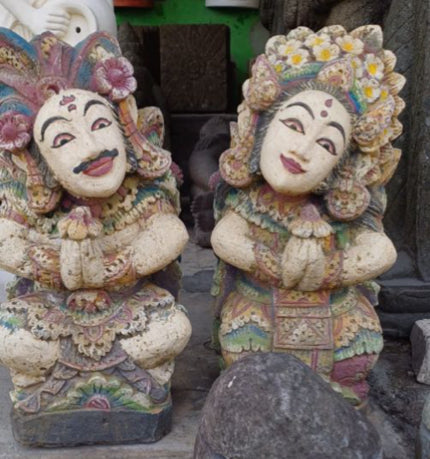 Balinese Traditional 75cm Janger Dancer handcarved and painted using Fired Cement
