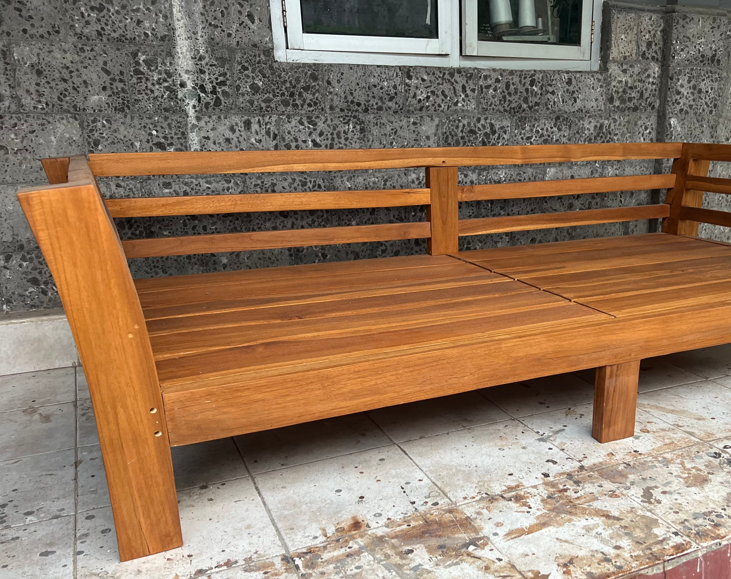 Batubulan Elde curved arm Teak Daybed lowline 6 leg Single (Natural)