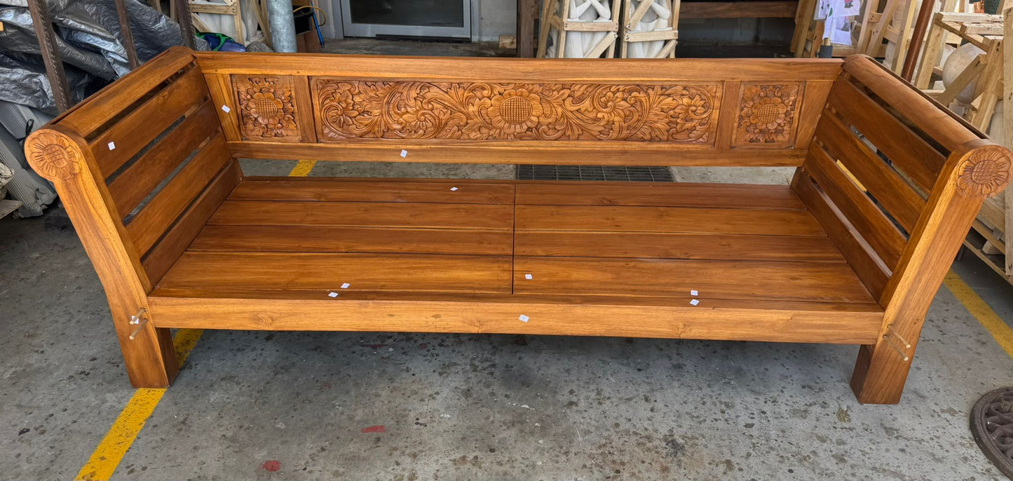 Batubulan Yanto Recycled Teak Daybed slat spaced arms Matthew (Natural)
