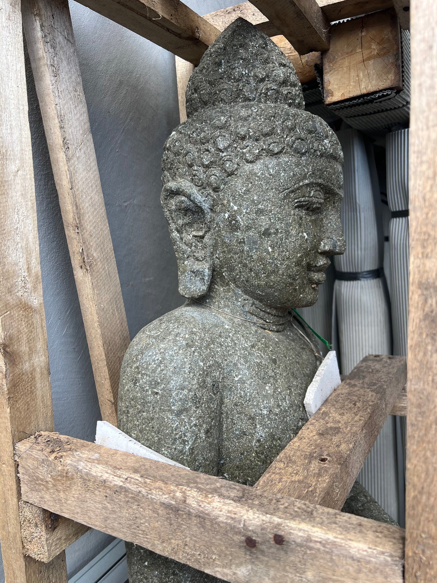 Buddha Standing Greenstone 150cm hands Meditation