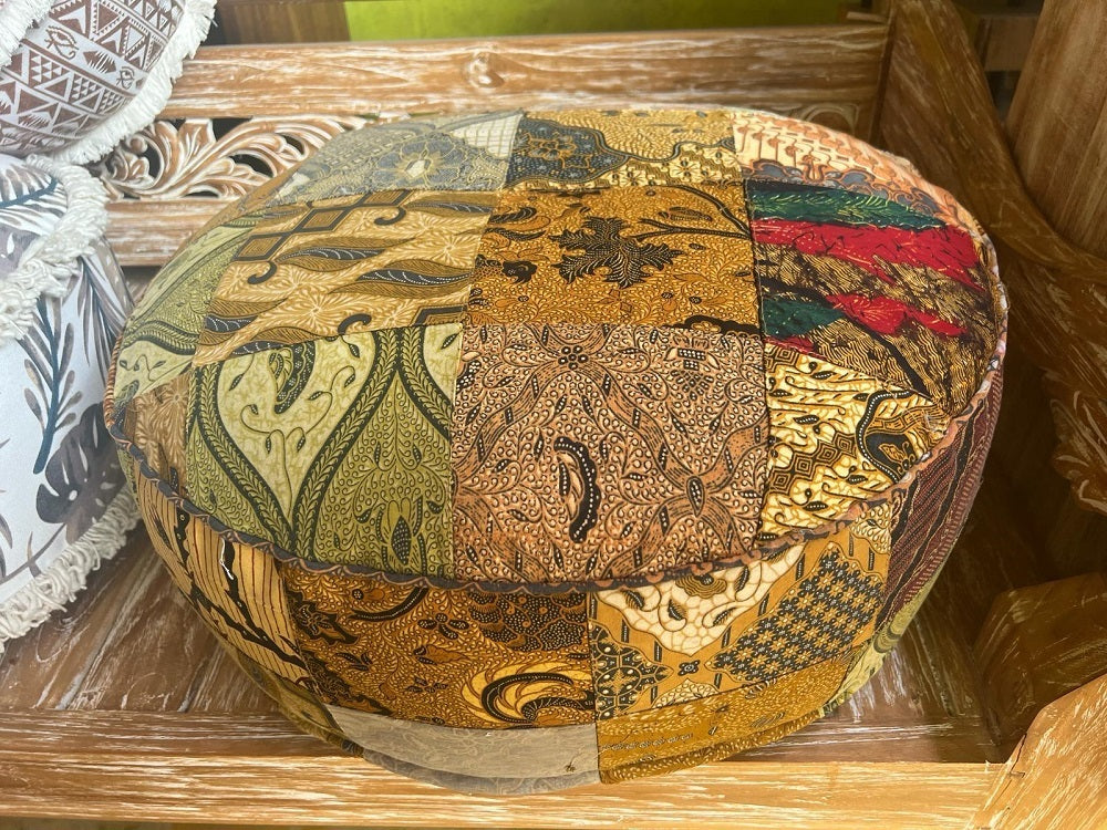 Cushion Footstool vintage batik cover with Organic Kapok Filling