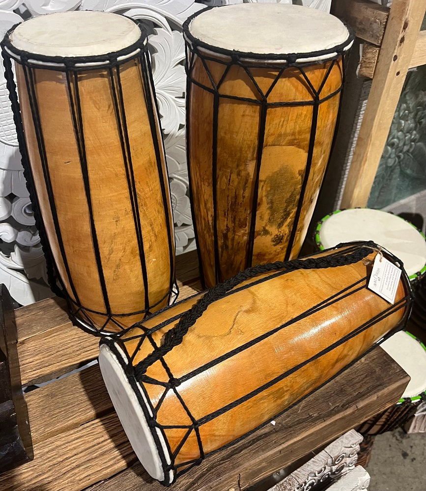 Hand Drum double end. 40cm long. Wooden