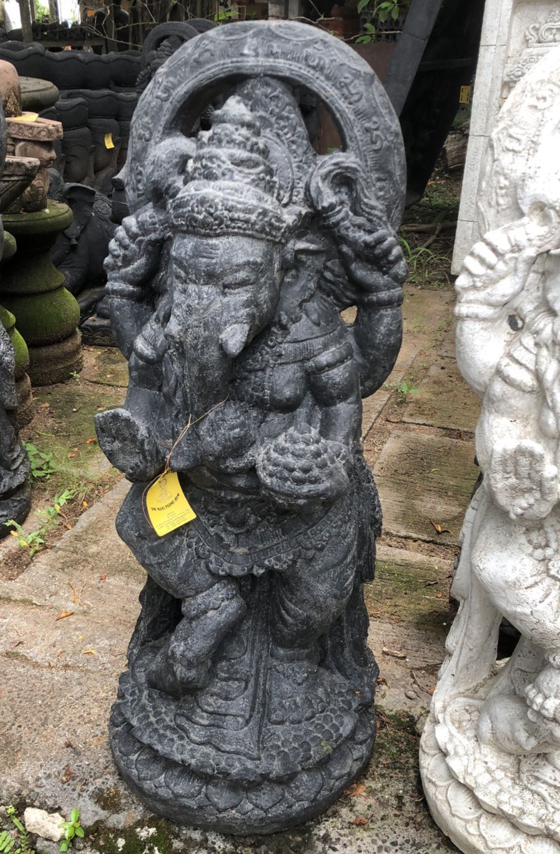 Ganesha carved statue 1 mtr GRC black painted finish