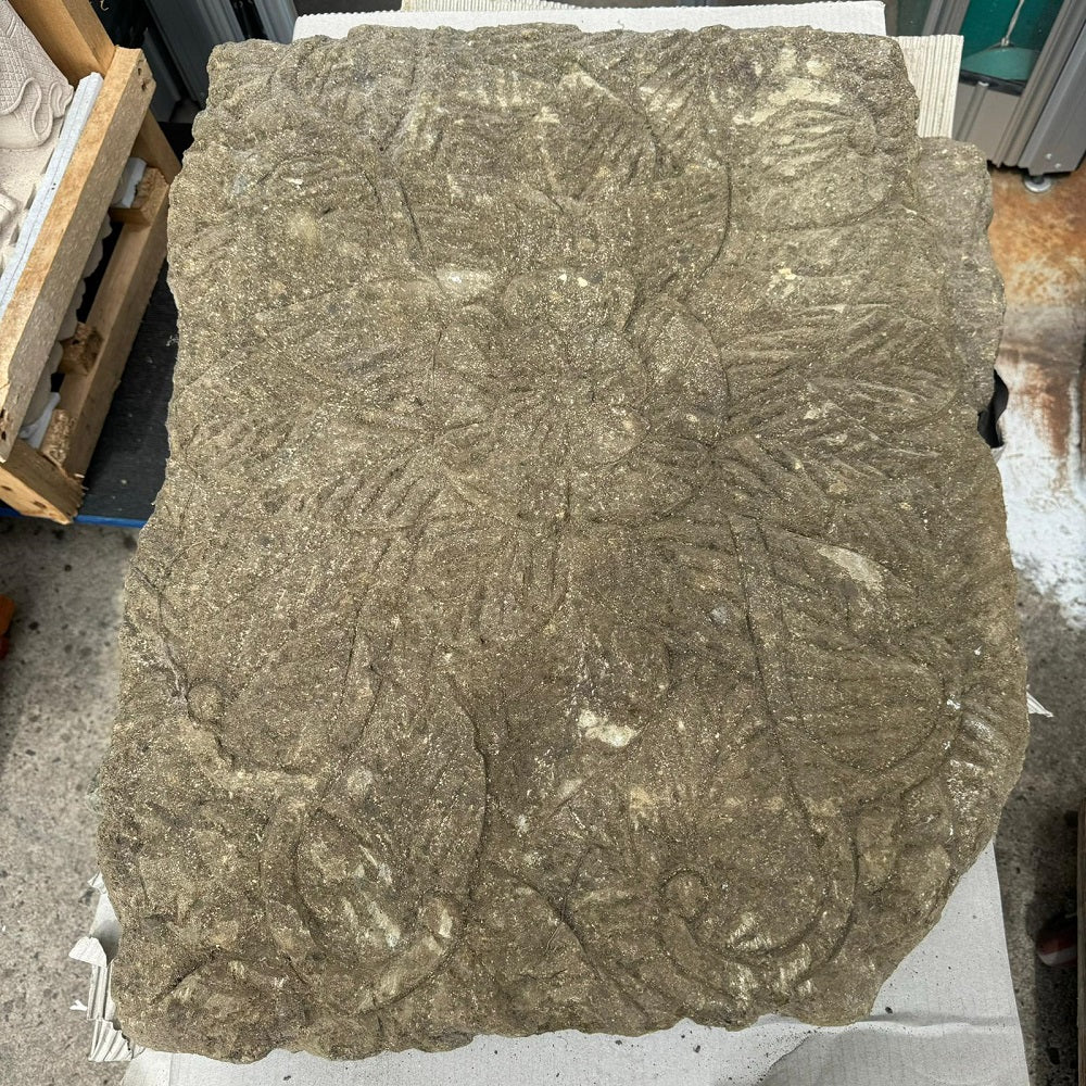 Stepping stone natural rough edge Greenstone carved design