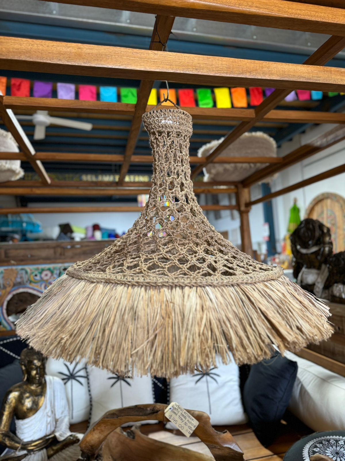Macrame natural string hand made hanging lamp shade