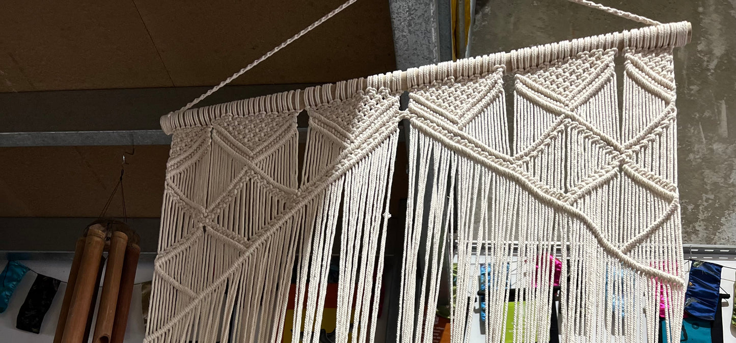Macrame Natural Cotton Handcrafted Door curtain/wall decor 85cmwide 2mtr drop