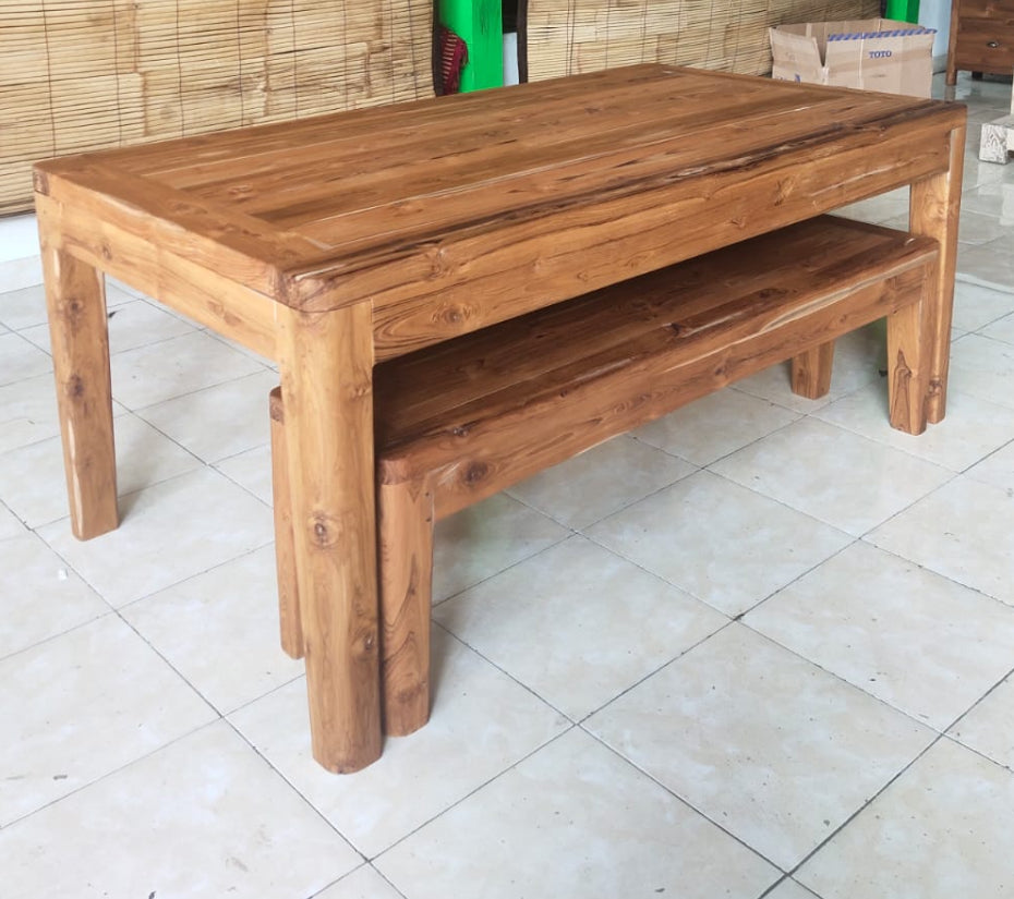 Mas Dining Table Recycled Teak 180cm long x 100cm wide 78 cm ht.Natural stain