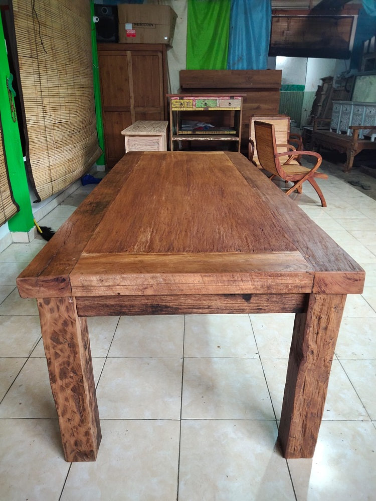 Mas Dining Table Rustic Recycled Teak 2.5m x 1m x 80cm(h )Natural stain