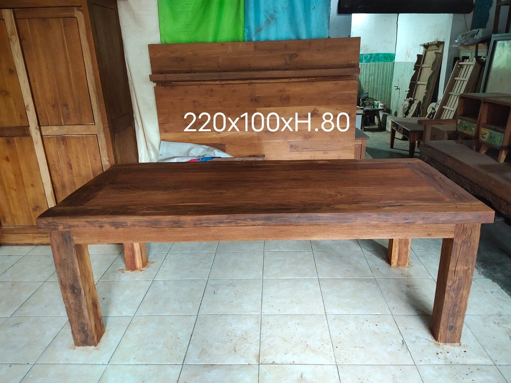 Mas Dining Table  RusticRecycled Teak  2.2mtr x 1mtr x 80cm(h )Natural stain