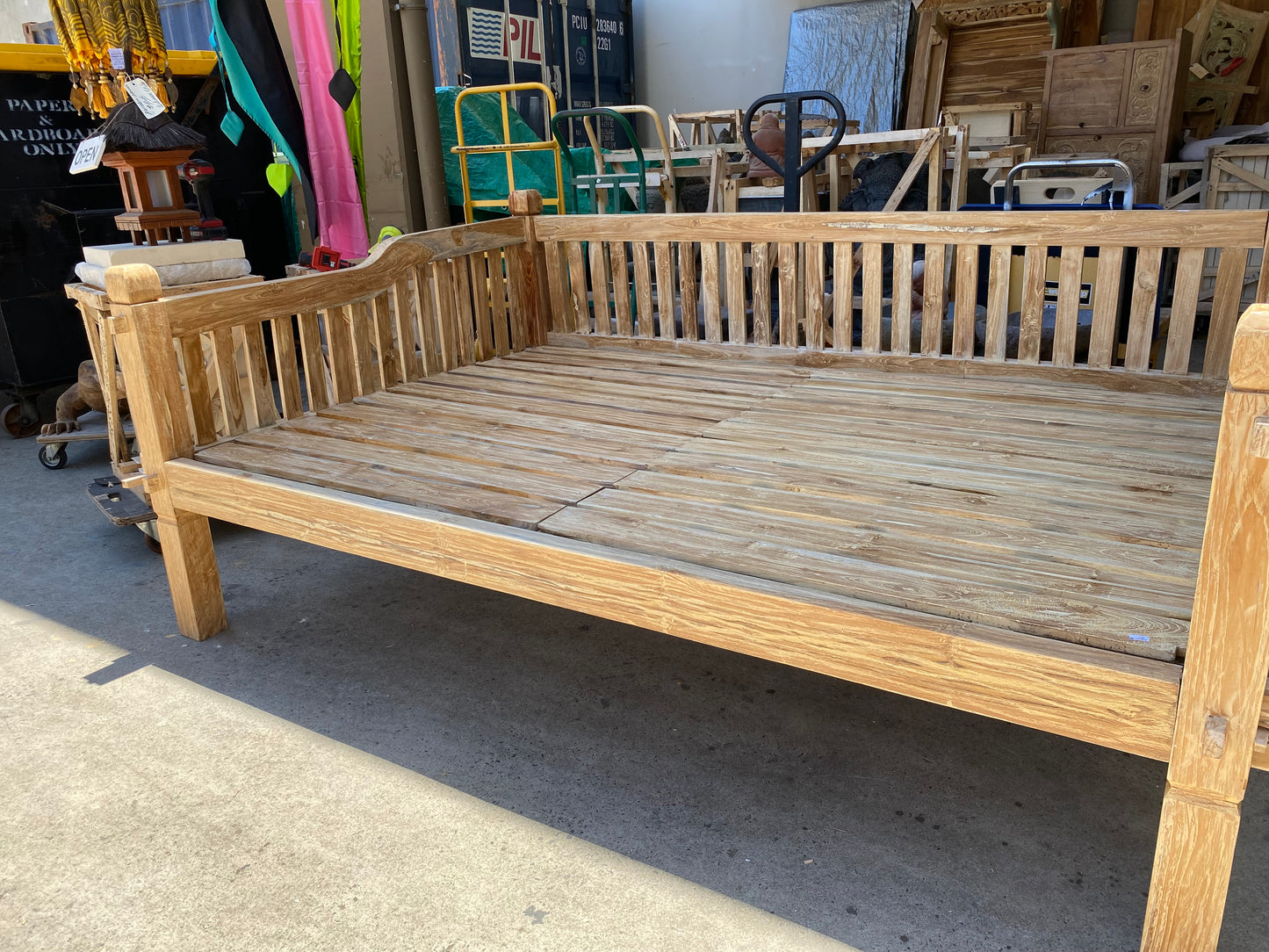Mas 'Queenscliffe' Slat Style Recycled Teak Daybed Double (Creamwash)