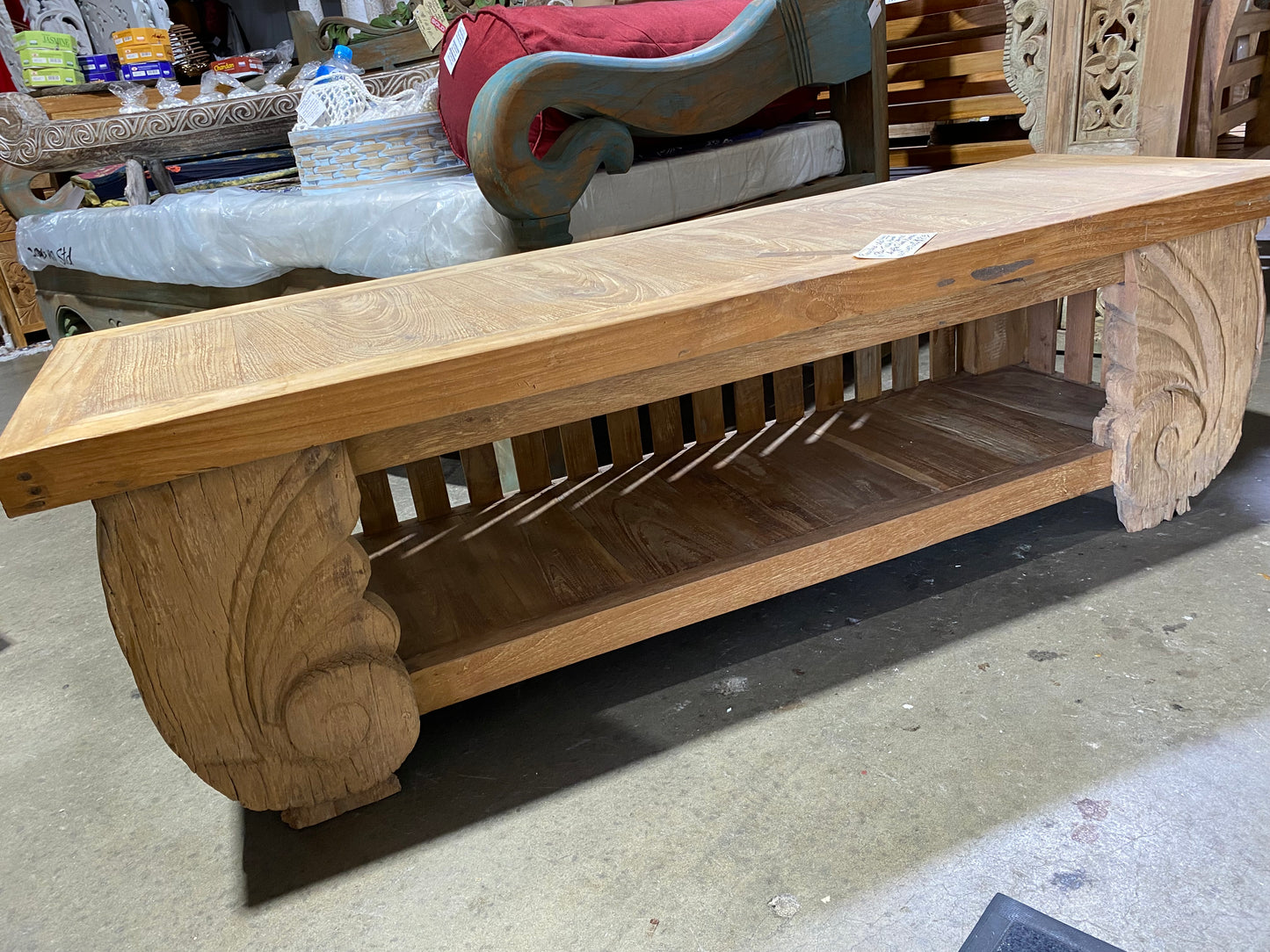 Mas Lowline sideboard/coffee table 140cm x40cm x 45cm(h) Rustic recycled aged raw teakwood
