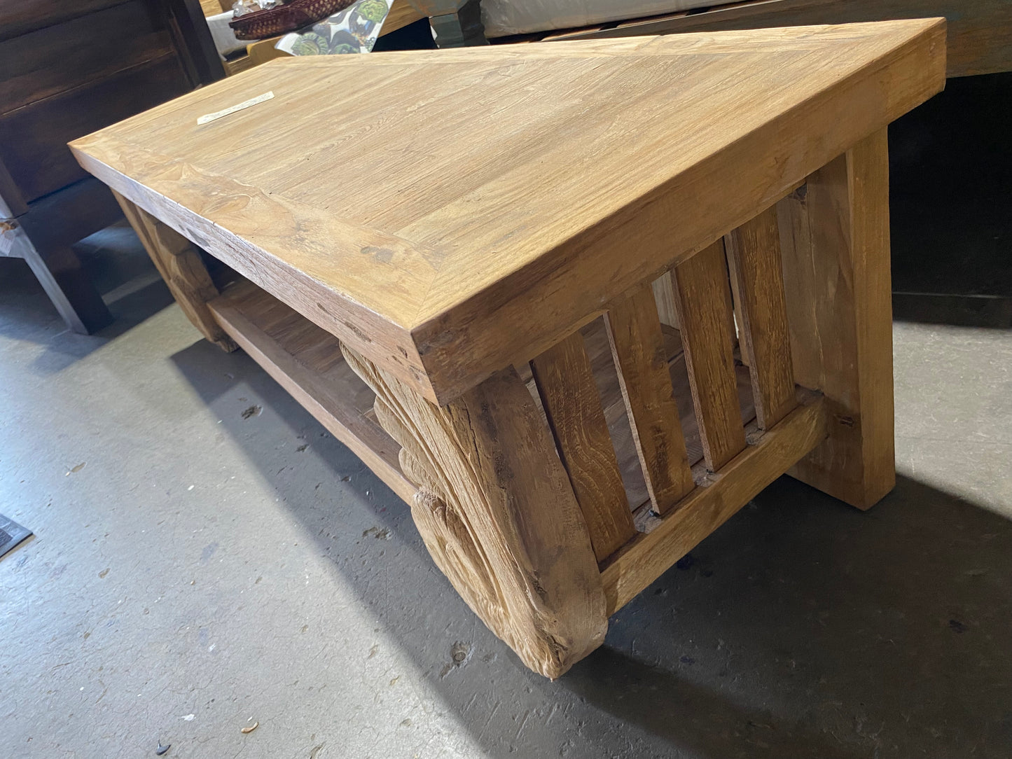 Mas Lowline sideboard/coffee table 140cm x40cm x 45cm(h) Rustic recycled aged raw teakwood