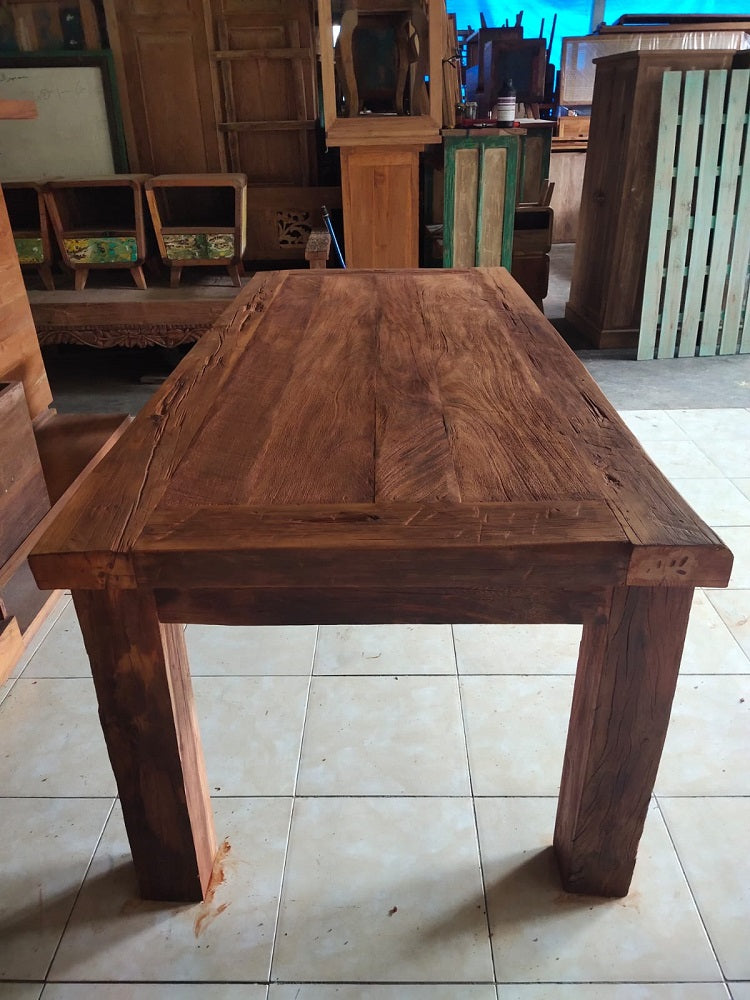 Mas Dining Table RusticRecycled Teak 2.2mtr x 1mtr x 80cm(h )Natural stain