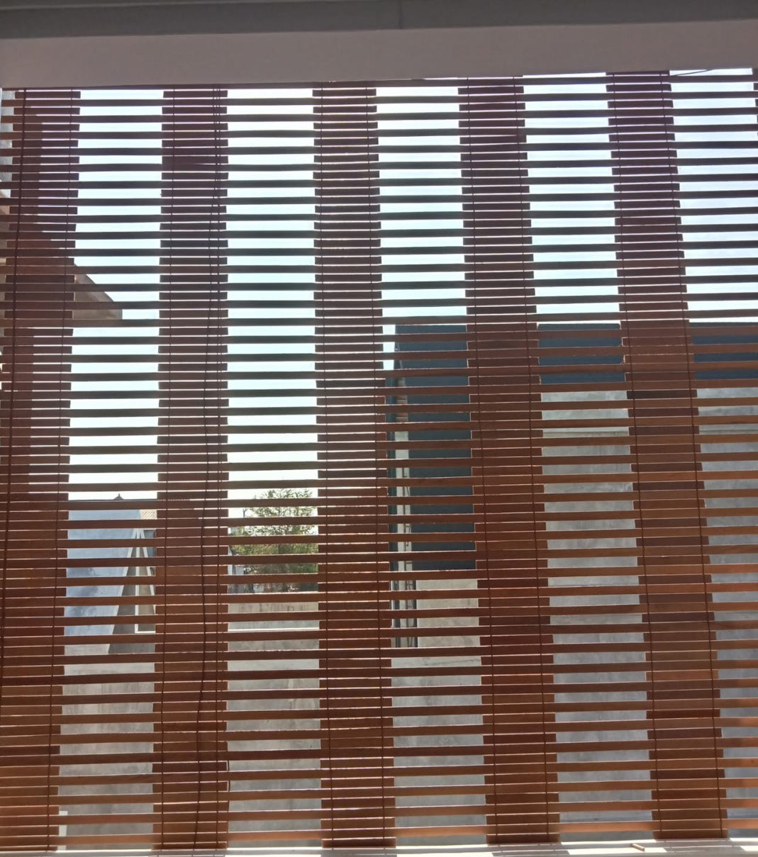 Wood slat Roll Up Blind open panel indoor/outdoor Nylon Cords metal fittings