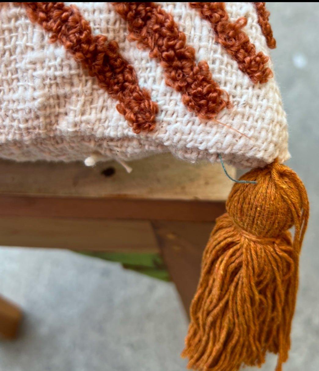 Open Weave Cotton embroidered Cushion Cover calico lining