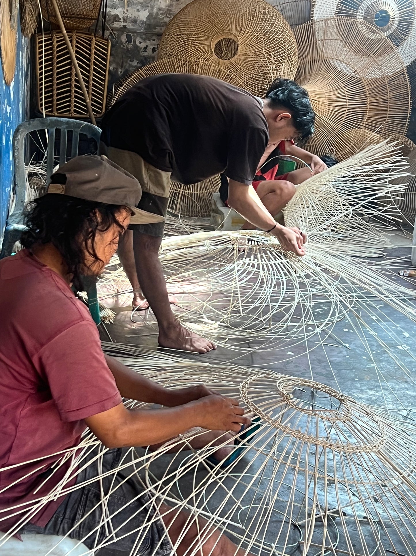Rattan hand made hanging Light shade Cylinder 50cm x 50cm Natural
