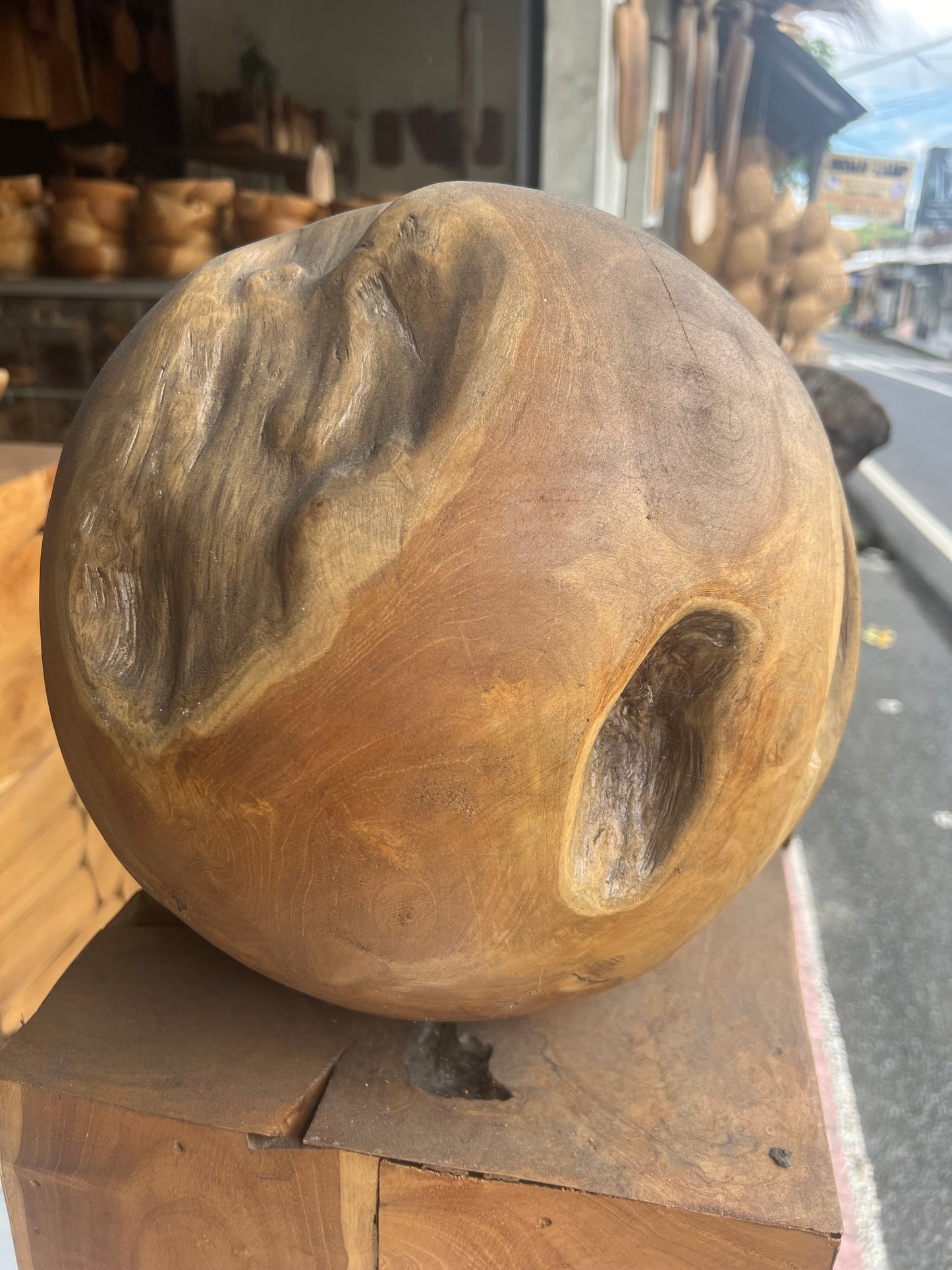 teak wood rustic Ball created from Teak Tree Root