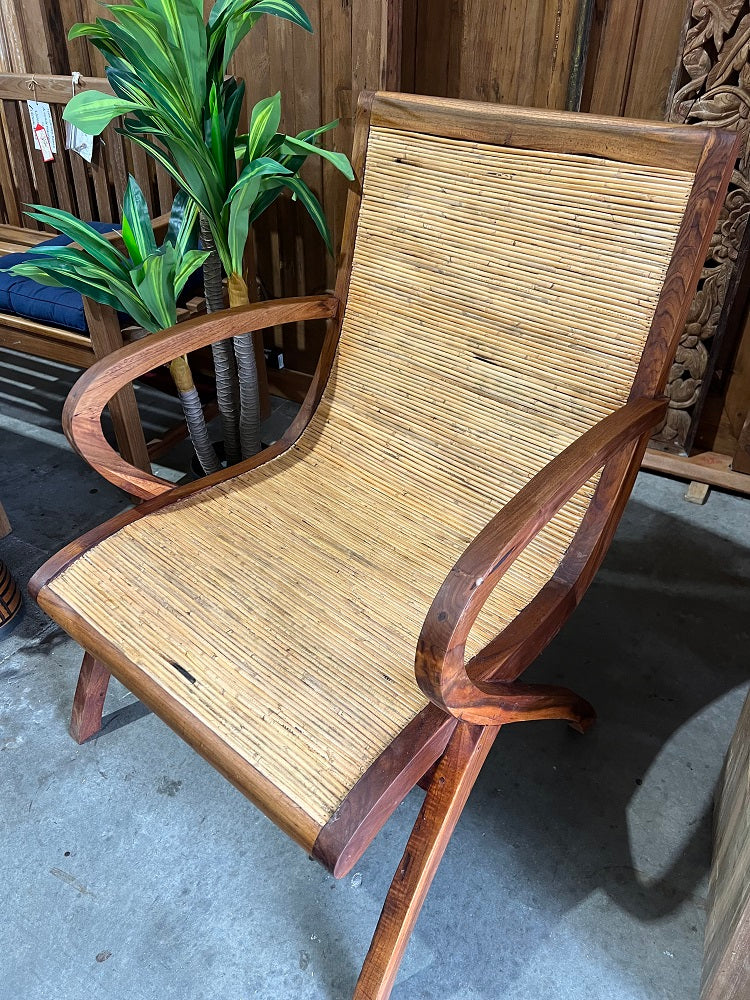 Teak 'Lazy' Chair with Rattan seating (Natural)