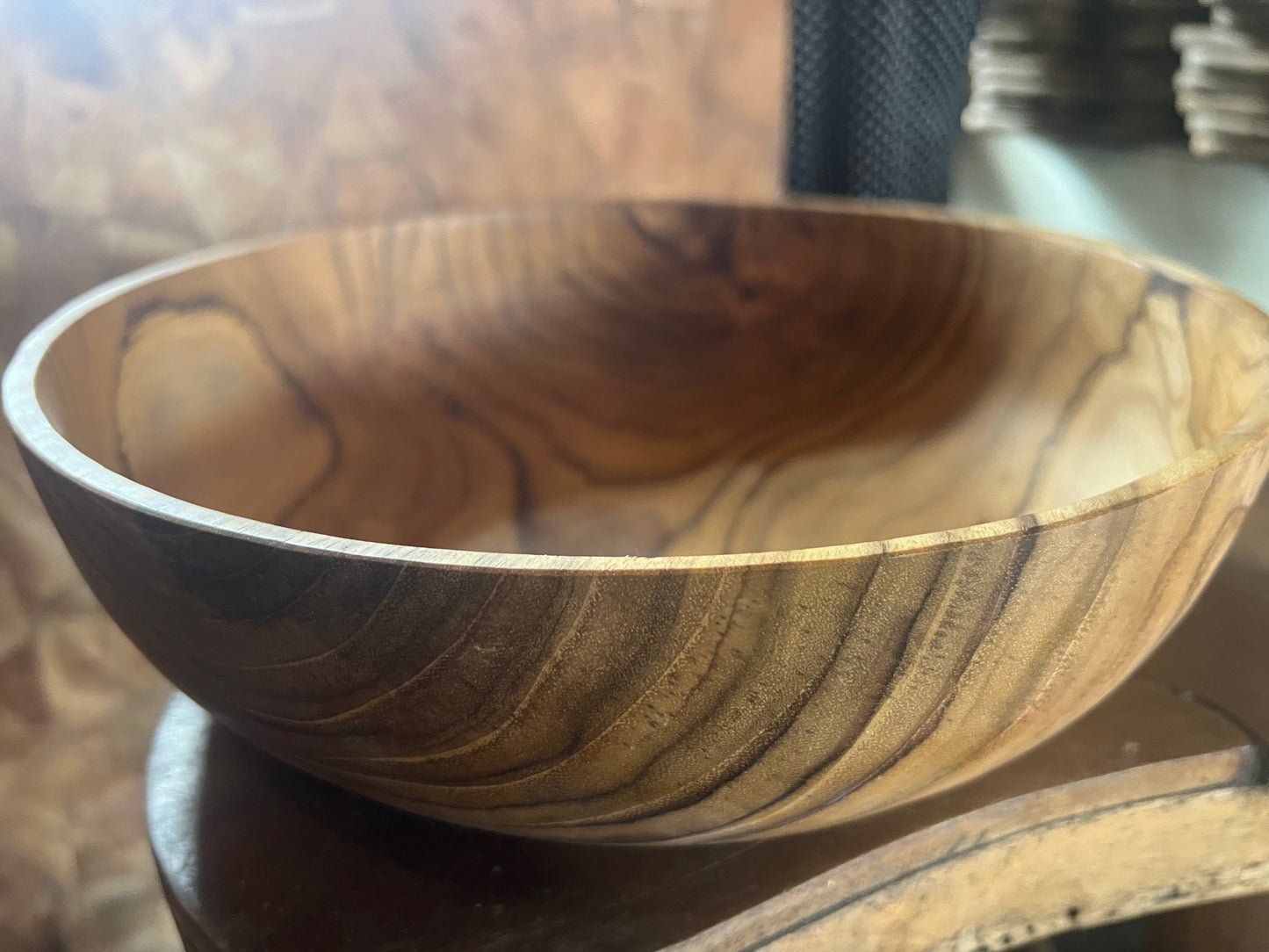Bowl teak natural wood Salad fruit bowl 30cm diameter