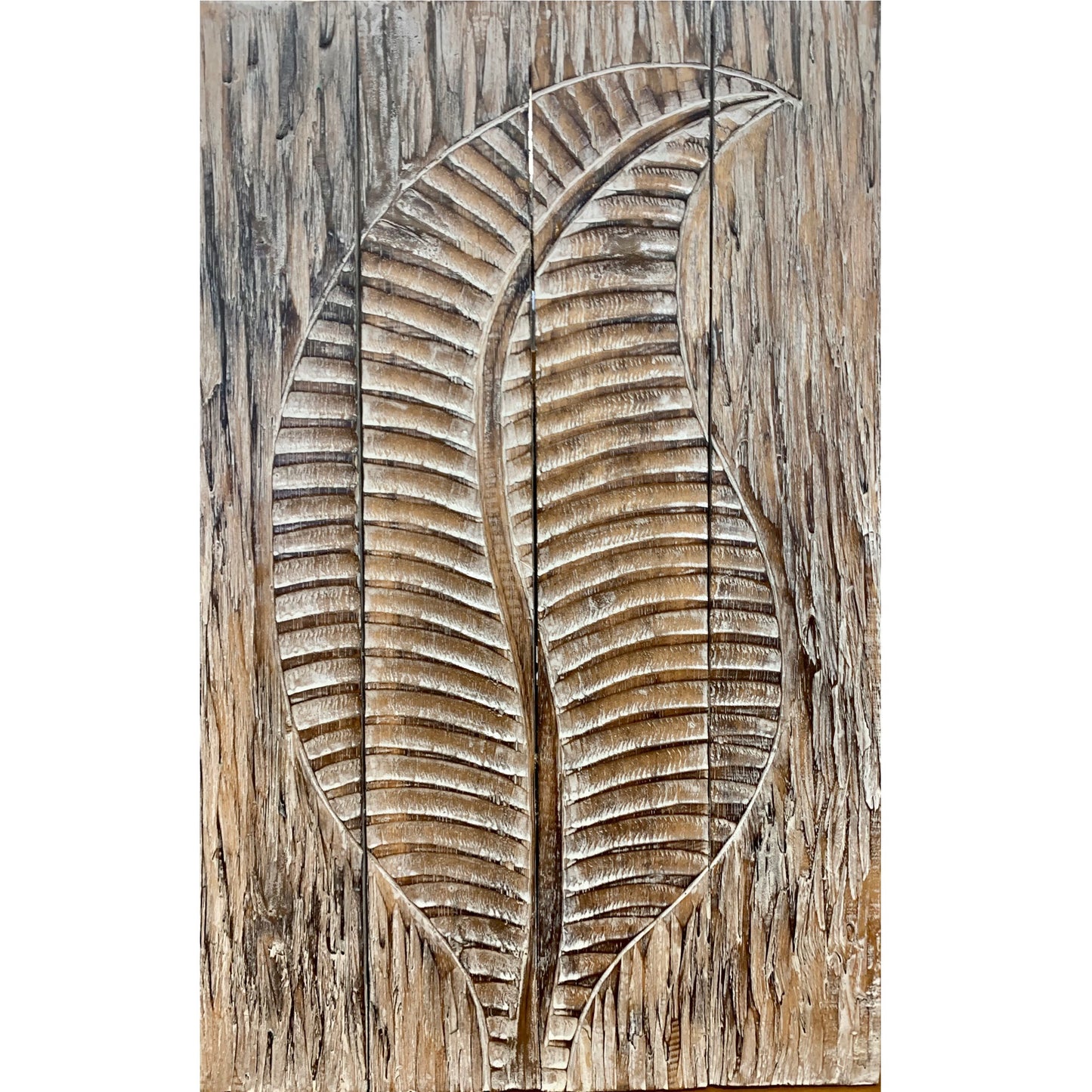 Timber hand carved Leaf design Panel