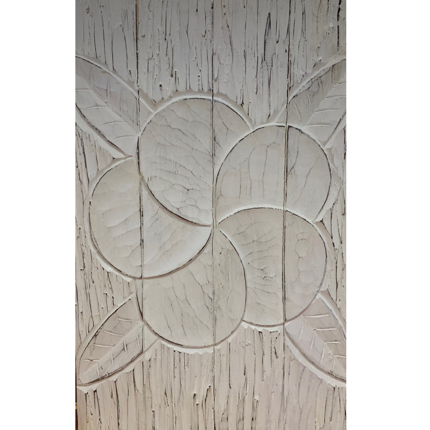 Timber hand carved Frangipani panel