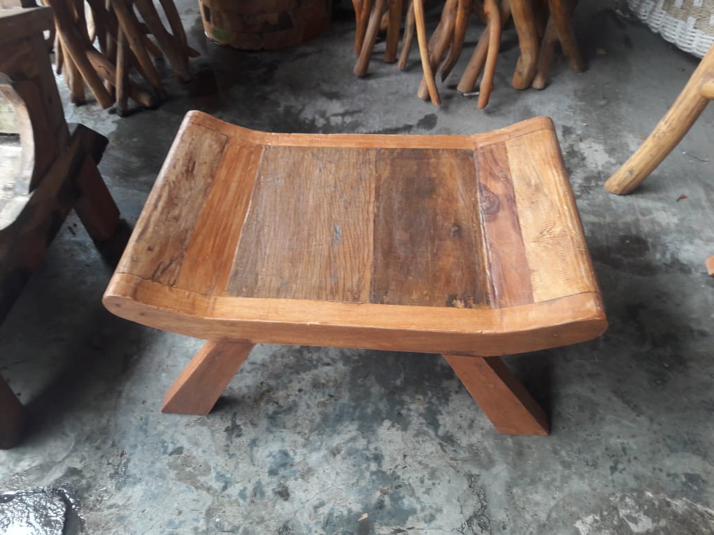 Recycled teak small low side table (Creamwash finish)