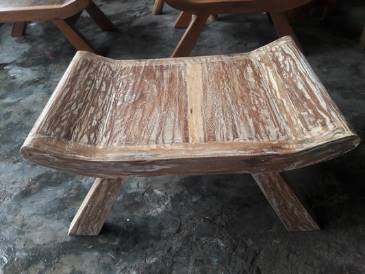 Recycled teak small low side table (Creamwash finish)