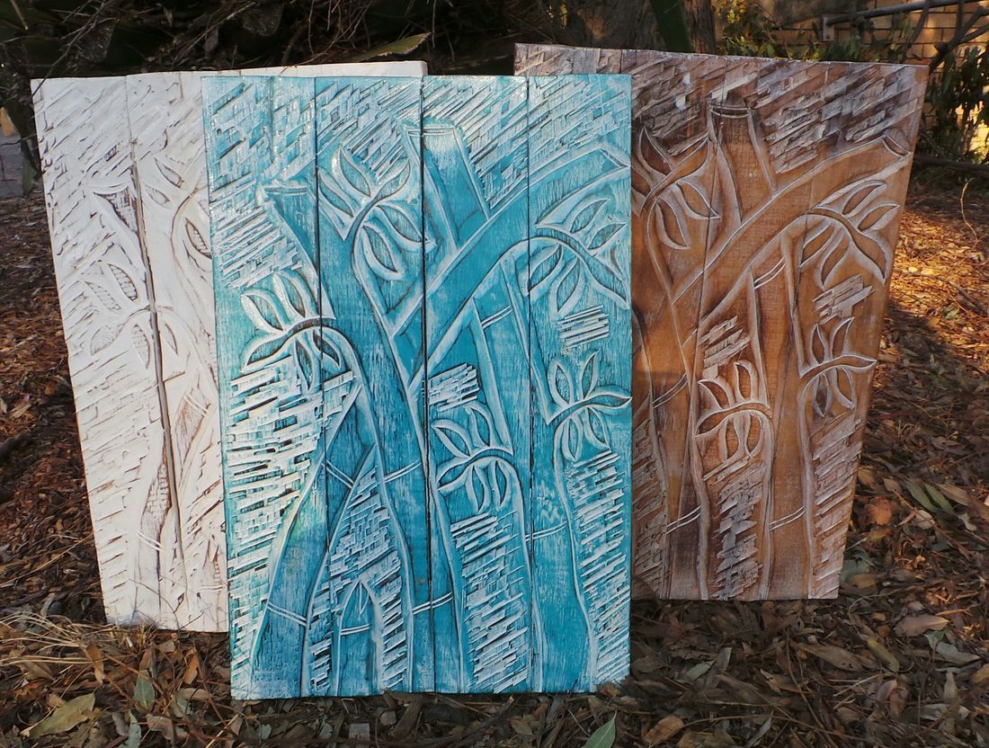 Timber Bamboo hand carved Panel
