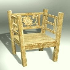 Batubulan Recycled Teak hand carved Miring Chair (Creamwash)