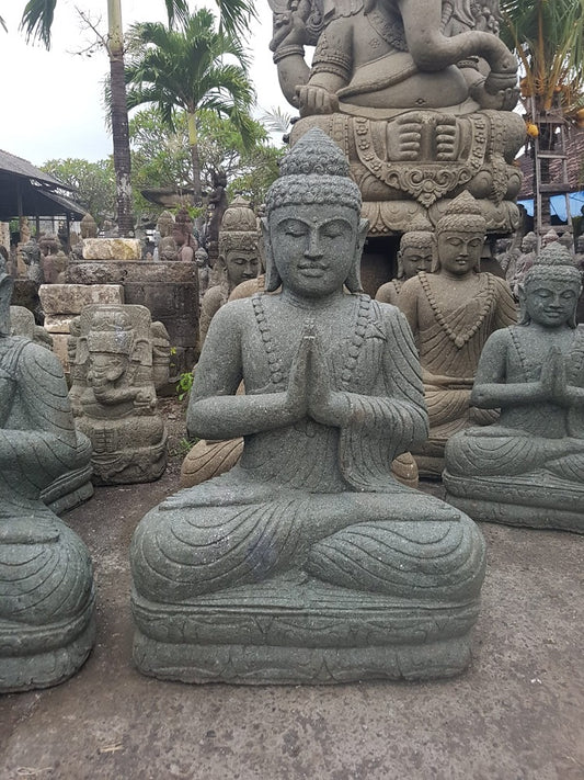 Buddha Lavastone (Greenstone) 1m(h) Namaste/welcome pose