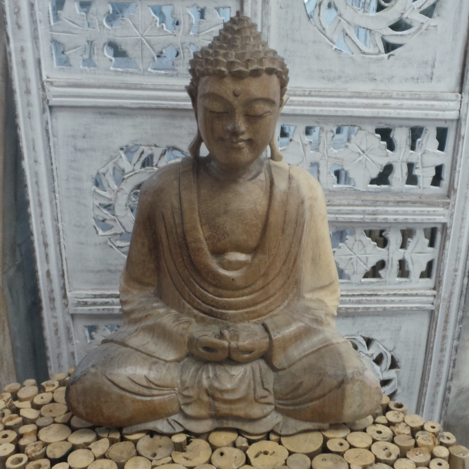Buddha Wood Meditating hand carved 30cm