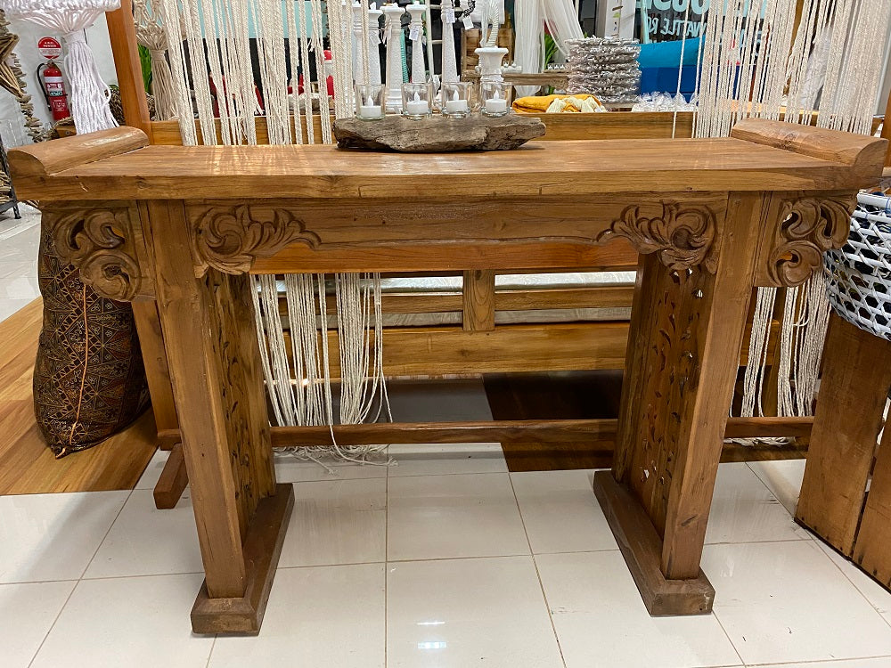 Recycled Teak Toyo Handcarved Natural finish Side table 160cm