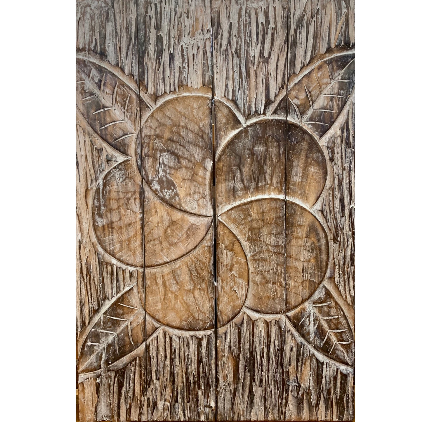 Timber hand carved Frangipani panel