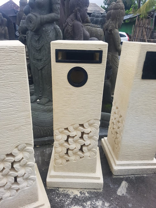 Letterbox Handcarved cement with metal fittings