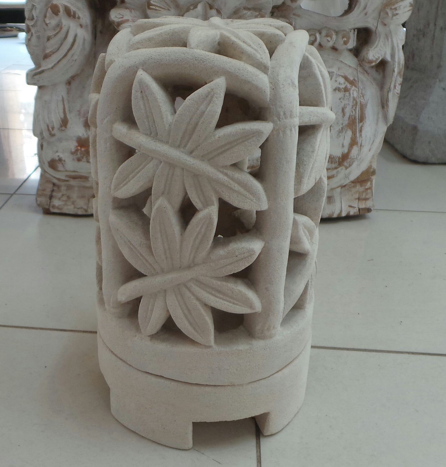 Limestone Hand Carved Candle Holder 30cm height