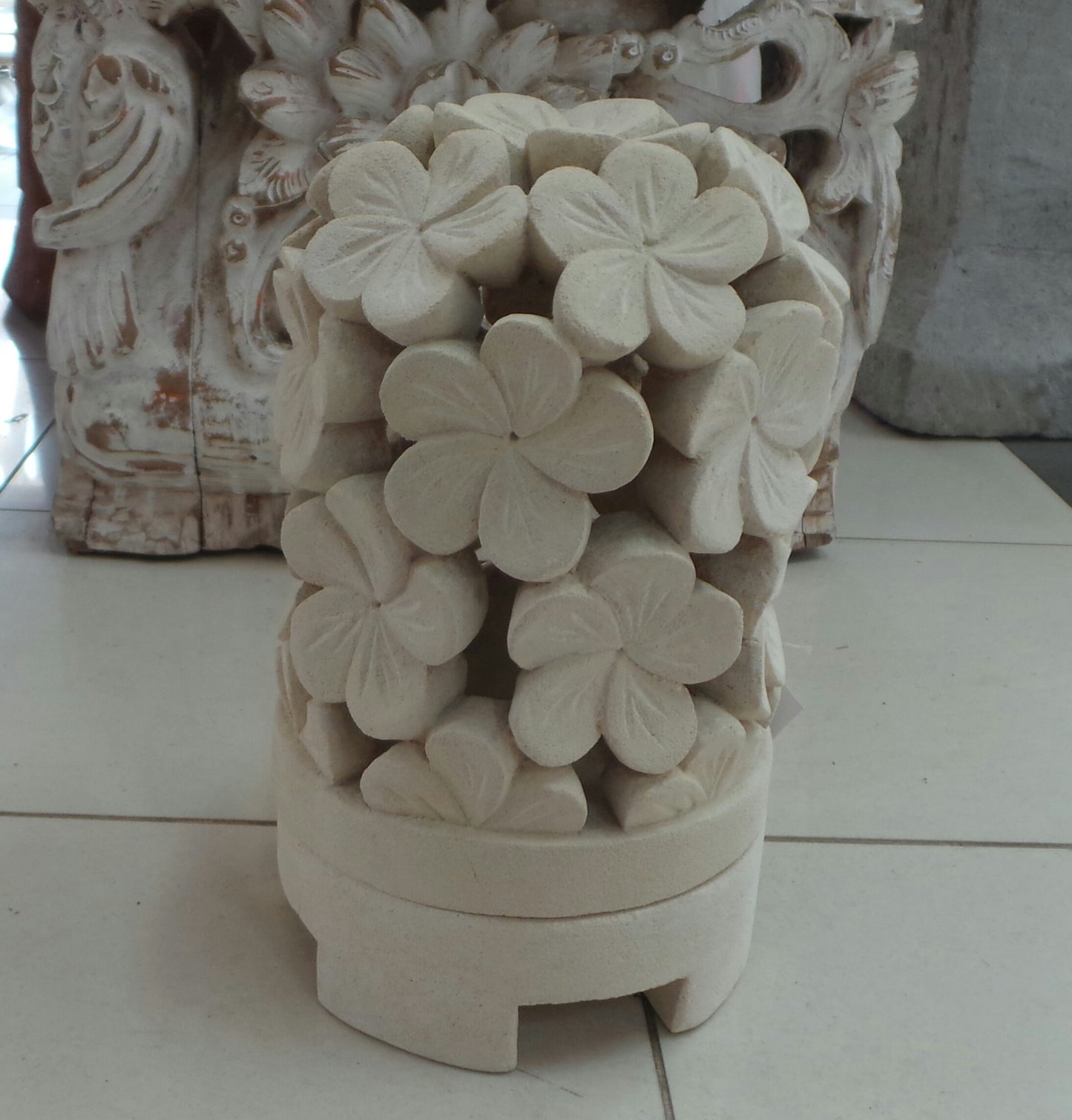 Limestone Hand Carved Candle Holder 30cm height