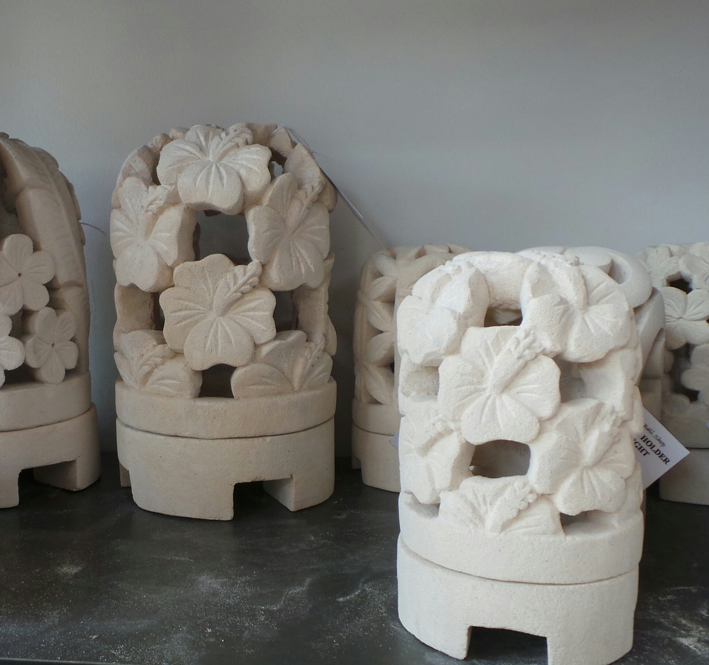 Limestone Hand Carved Candle Holder 30cm height