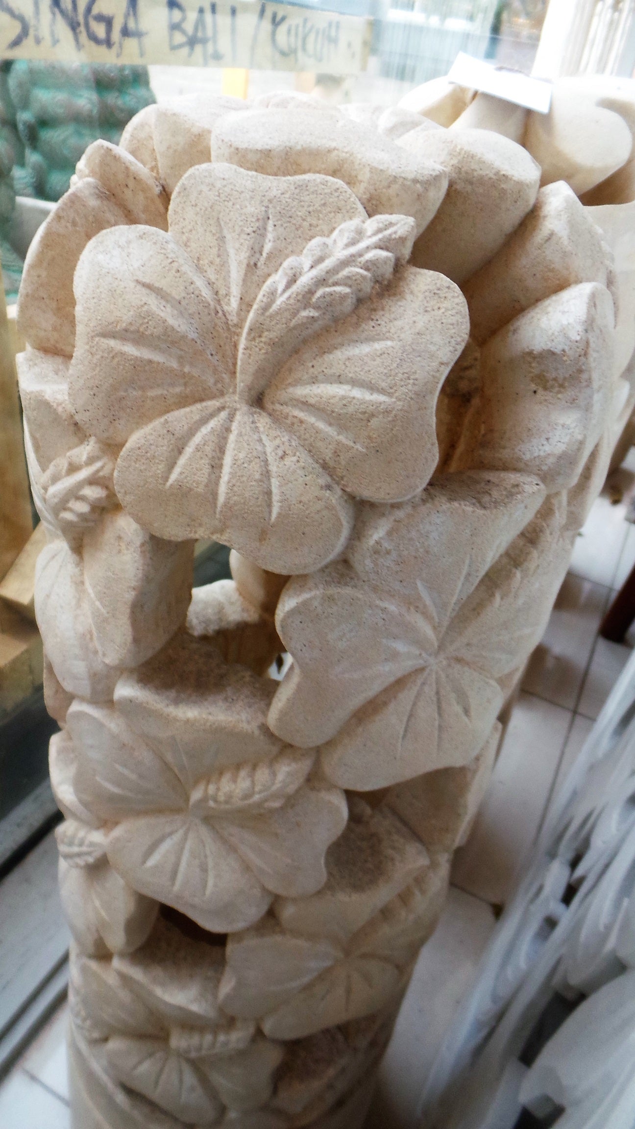 Limestone Hand Carved Candle Holder 30cm height