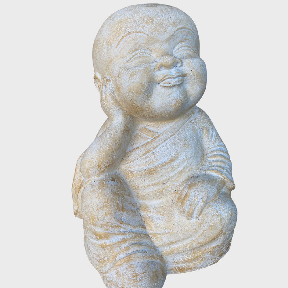 Monk in Contemplation 55cm Cement/fibre Creamwash