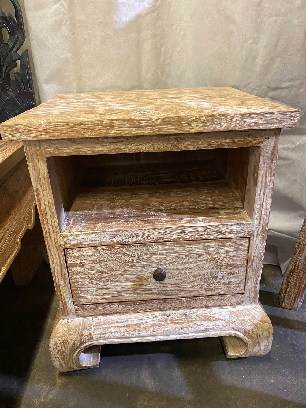 Bedside cabinet Teak Opium Eastern Style Raw wood