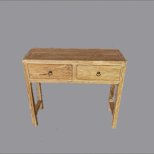 Teak Consul / Cabinet 2 drawers Natural, Raw wood or Creamwash